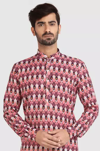 multi colour cotton printed fabric  without lining straight kurta churidar for men