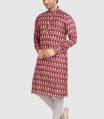 orange /multi colour cotton printed fabric without lining straight kurta churidar for men