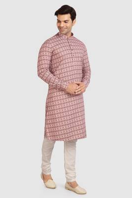 pink cotton printed fabric without lining straight kurta churidar for men 2
