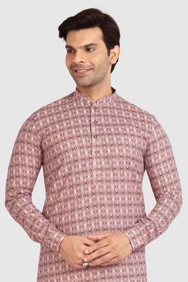 pink cotton printed fabric without lining straight kurta churidar for men 3