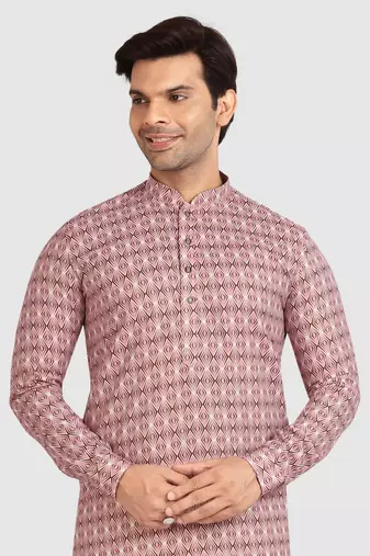 pink cotton printed fabric without lining straight kurta churidar for men