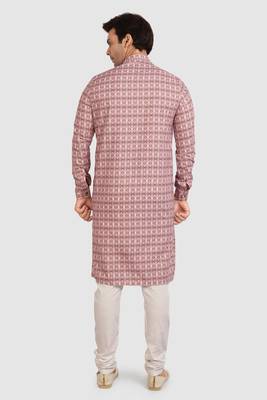 pink cotton printed fabric without lining straight kurta churidar for men 4