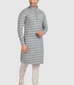 Blue cotton printed fabric without lining straight kurta for men