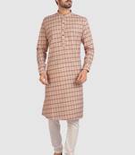 Gold cotton printed fabric  without lining straight kurta for men