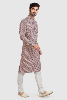 peach cotton printed fabric without lining straight kurta churidar for men 2