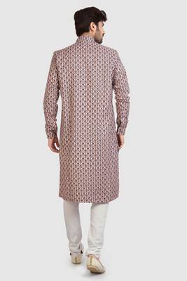 peach cotton printed fabric without lining straight kurta churidar for men 4