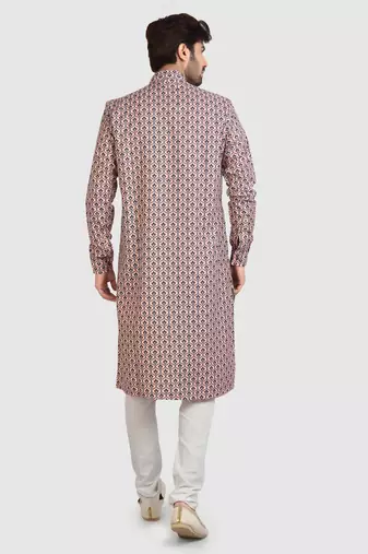 peach cotton printed fabric without lining straight kurta churidar for men