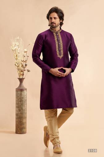 Margenta jaquard art silk fabric without lining staright kurta for men