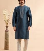 dark gray jaquard art silk  fabric without lining only kurta for men