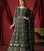 Black embroidery sequins georgette stitched anarkali chudidar suits
