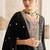 Black embroidery sequins art silk stitched anarkali pant suits