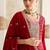 Red embroidery sequins art silk stitched anarkali pant suits