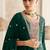 Green embroidery sequins art silk stitched anarkali pant suits