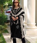 Black embroidery organza stitched straight pant suits