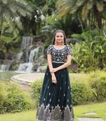 Premium designer faux blooming with embroidery zari sequins work gown