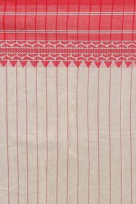 Women's white red pure cotton traditional tangail saree 5