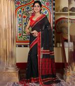 Women's black pure cotton authentic baluchuri saree