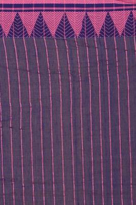 Women's blue cotton tangail temple par saree 4