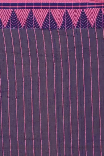 Women's blue cotton tangail temple par saree