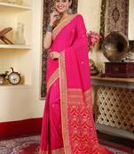 Women's red tangail wooden doll design saree