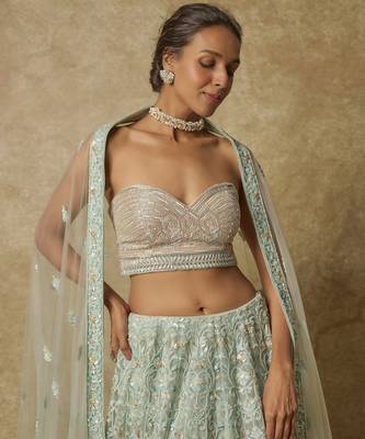 Mint Heavy Embroidered Lehenga Set 2