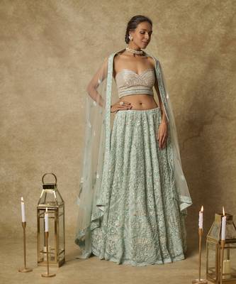 Mint Heavy Embroidered Lehenga Set 4