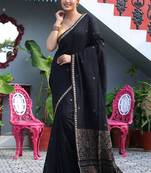 Women's black pure silk by pur matka saree