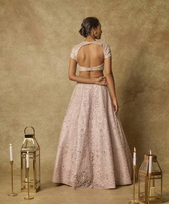 Dusty Pink Heavy Embroidered Lehenga Set 4
