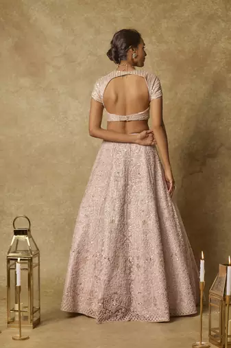 Dusty Pink Heavy Embroidered Lehenga Set