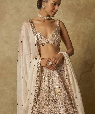 Beige Heavy Embroidered Lehenga Set 2