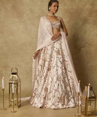 Baby Pink Sequin Embroidered Lehenga Set 1
