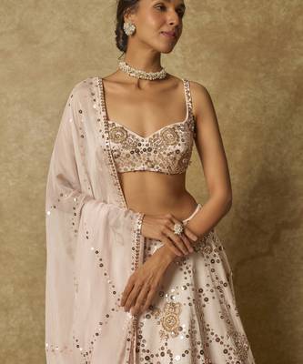 Baby Pink Sequin Embroidered Lehenga Set 2