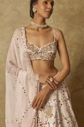 Baby Pink Sequin Embroidered Lehenga Set