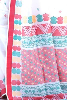 Women's white bangalore silk hand weaving saree 4