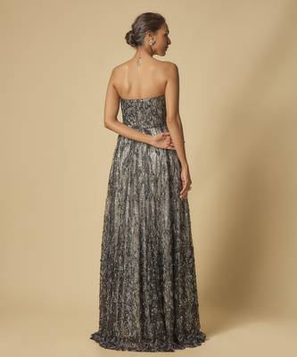 Black and silver embroidered corset gown 4