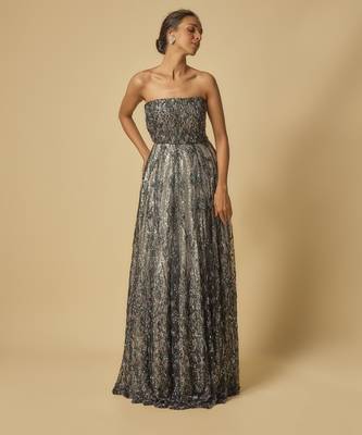 Black and silver embroidered corset gown 5
