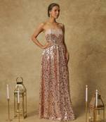 Baby pink sequin embroidered corset gown