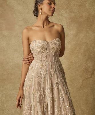 Nude corset embroidered heavy gown 2
