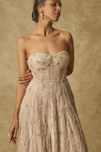 Nude corset embroidered heavy gown