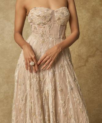 Nude corset embroidered heavy gown 3