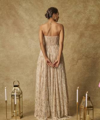 Nude corset embroidered heavy gown 4