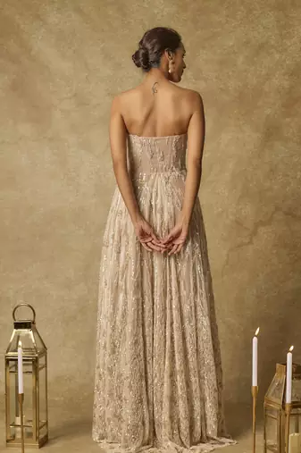 Nude corset embroidered heavy gown