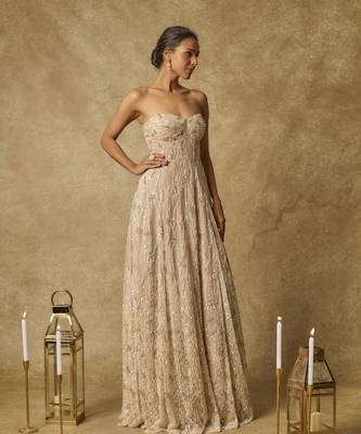 Nude corset embroidered heavy gown 5