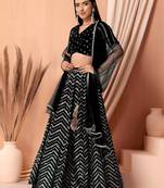 black sequins zari embroidered georgette lehenga set choli with dupatta with dupatta