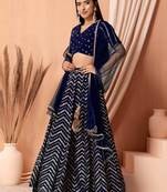 Blue Cocktail Lehenga Choli for Women