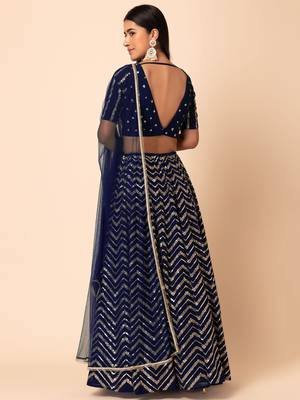 Blue Cocktail Lehenga Choli for Women 4