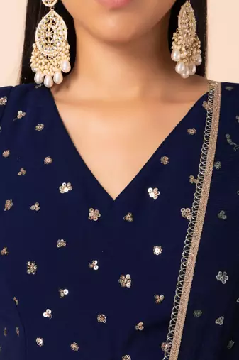 Blue Cocktail Lehenga Choli for Women