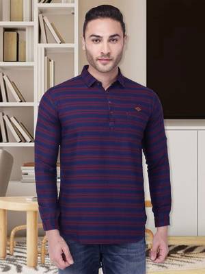 men's tailored fit short denim kurta | kurta shirt for men 1