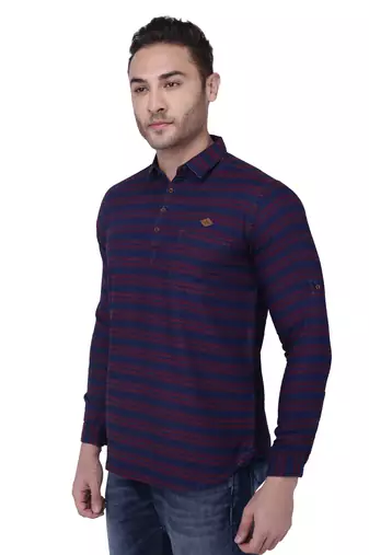 men's tailored fit short denim kurta | kurta shirt for men