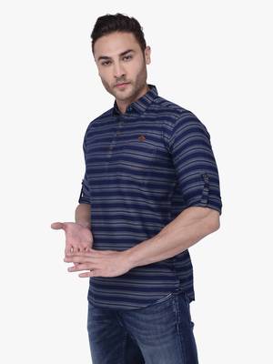 men's tailored fit short denim kurta | kurta shirt for men 3